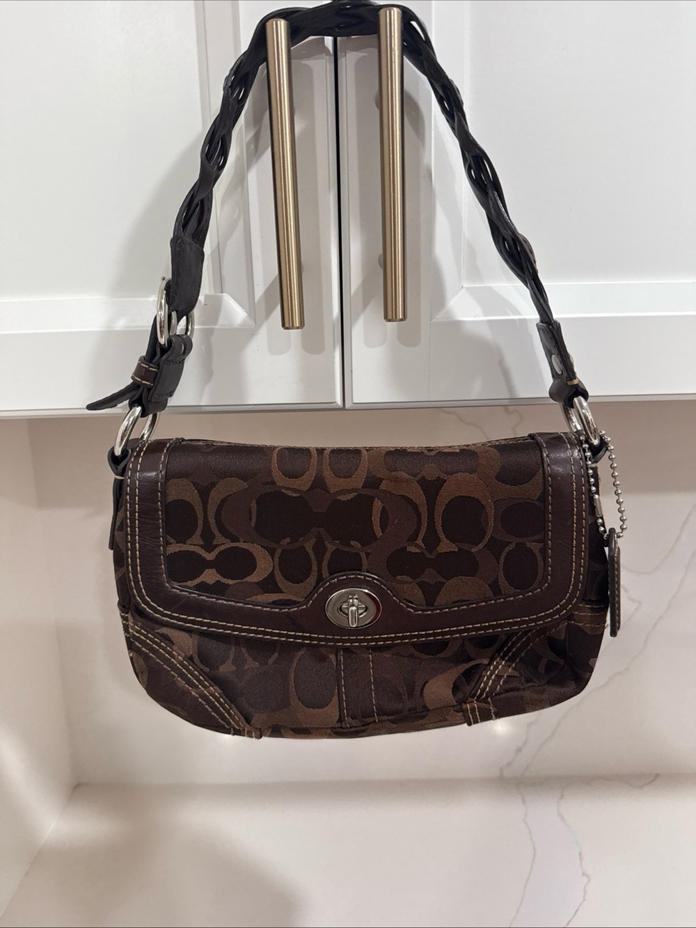 Vintage Y2K Coach Soho Flap Bag Brown - Braided Strap Purse Shoulder Bag